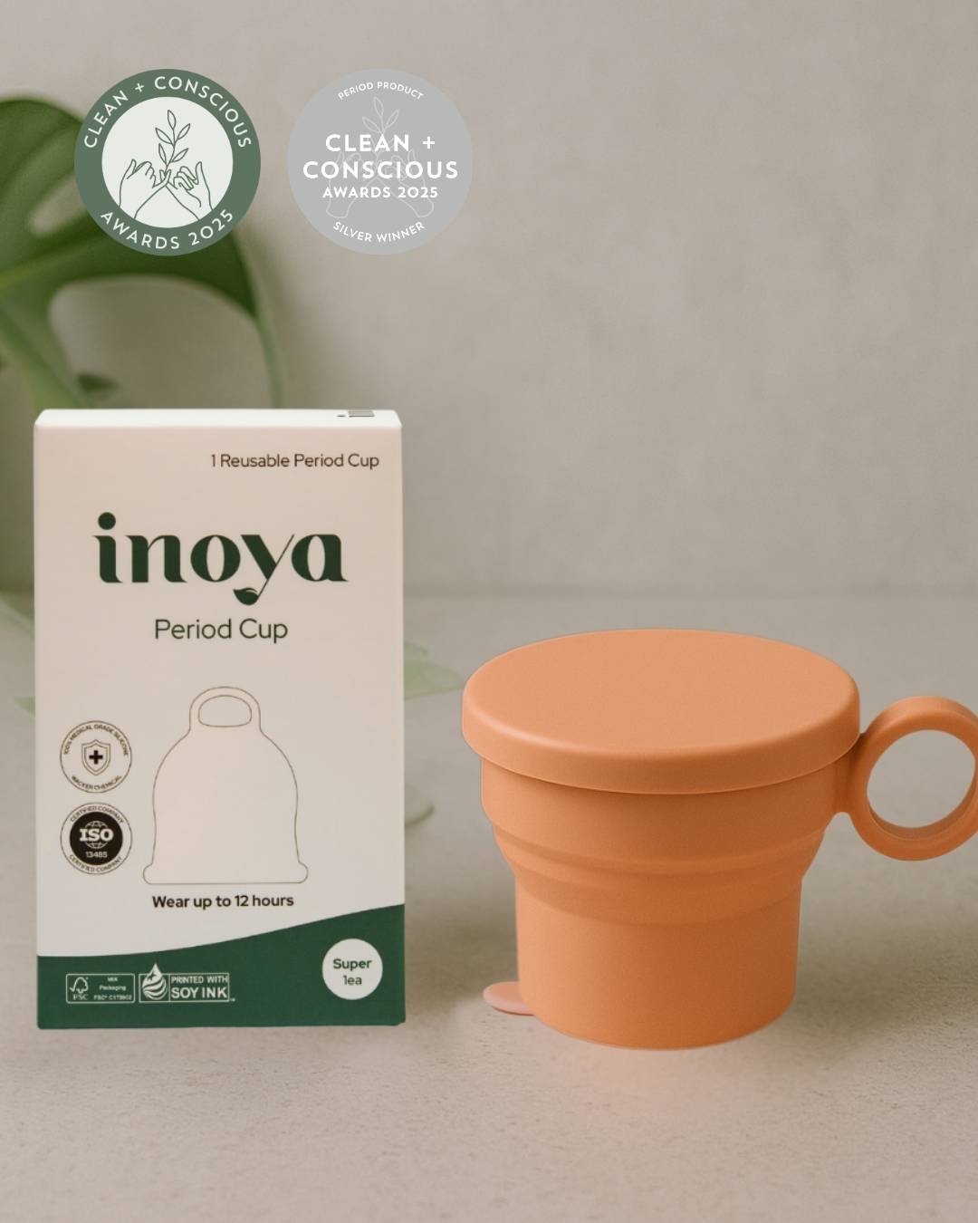 Inoya period cup with a steriliser