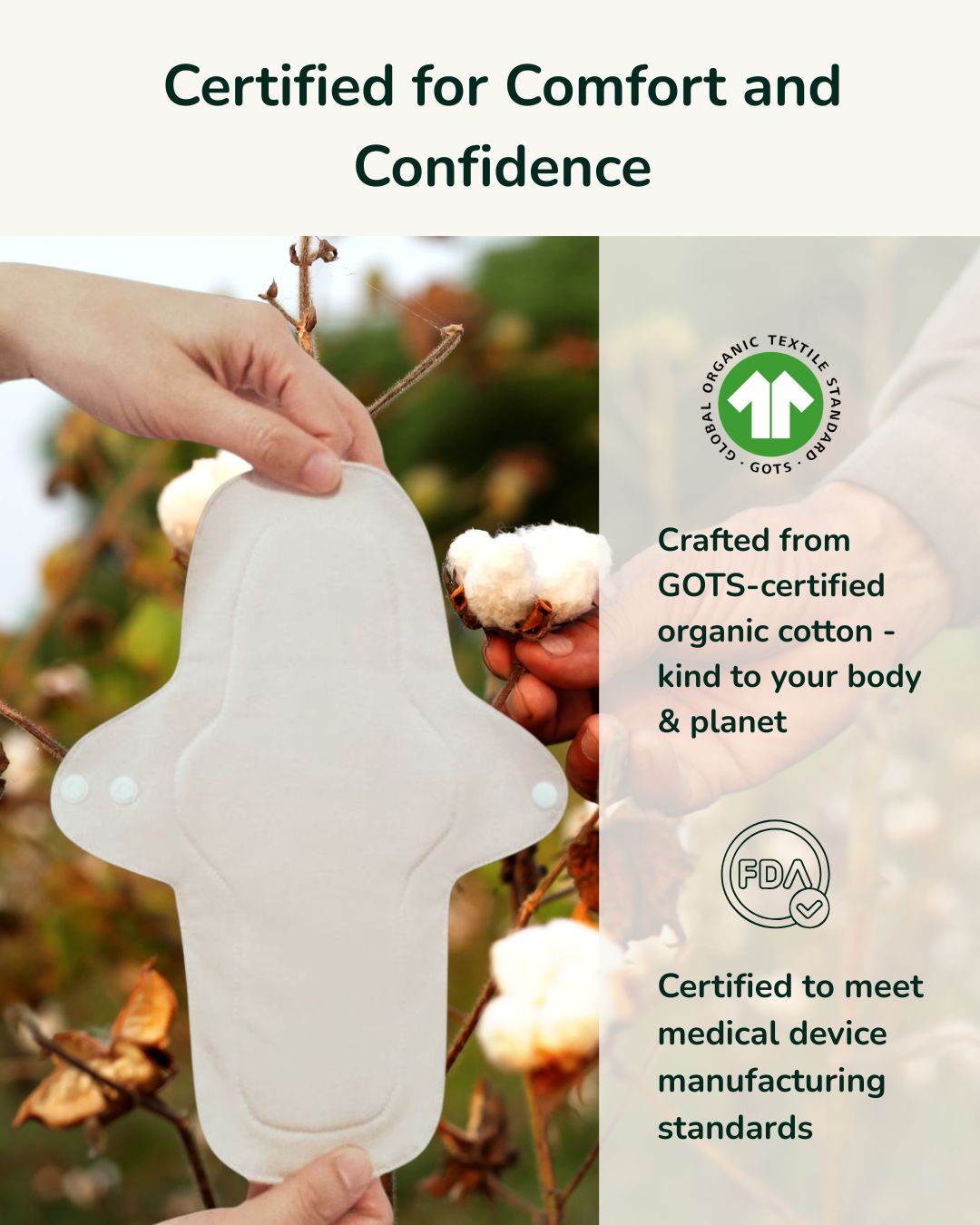 Inoya reusable pads- certified for comfort and confidence
