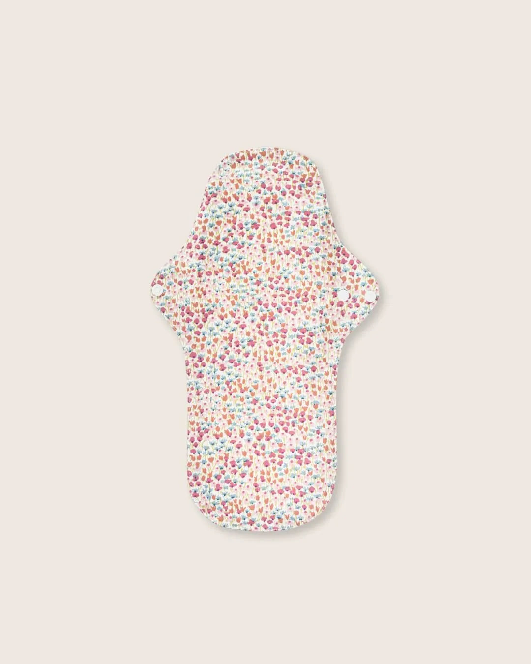 GOTS-certified large reusable menstrual pad with wing snap closure.